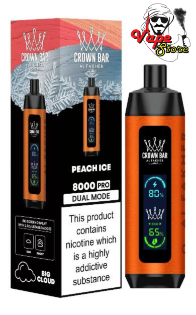 Crown Bar Al Fakher 8000 Puffs Blue Peach Ice