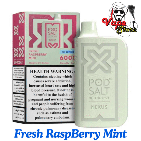 PodSalt Nexus 6000 Puffs Disposable Fresh RaspBerry Mint
