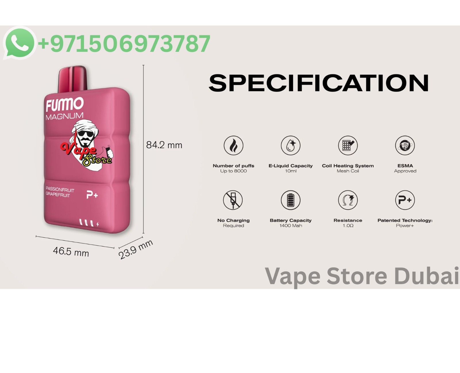 FUMMO-Magnum-8000-Puffs-Dubai-Specifications