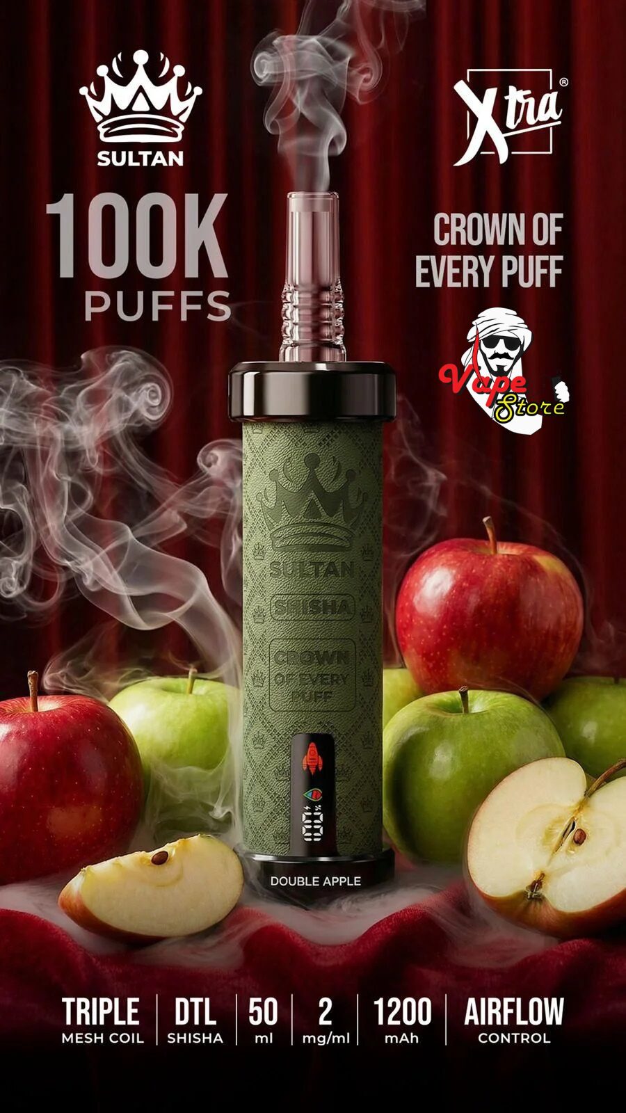 Sultan-Xtra-Shisha-100k-Double-apple