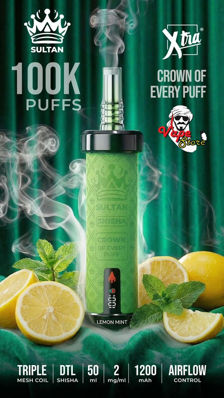 Sultan-Xtra-Shisha-100k-Lemon-Mint